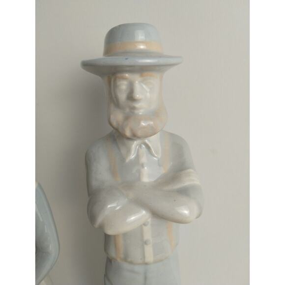 Amish Couple Ceramic Figurines Man & Woman 1970s Hand Painted - Picture 4 of 8